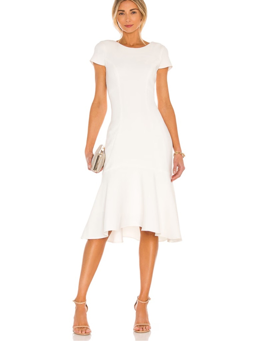 Amanda Uprichard Evalina Bridal Shower Ivory Midi Dress Medium